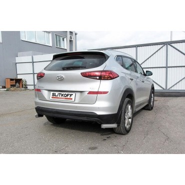 Slitkoff HT18007S защита заднего бампера уголки d57 серебристые Hyundai Tucson (2018)