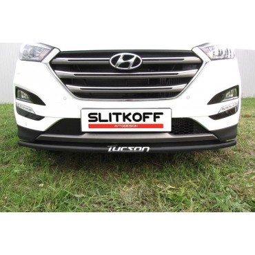 Slitkoff HT4WD15001B защита переднего бампера d42 с надписью черная Hyundai Tucson 4WD (2015)