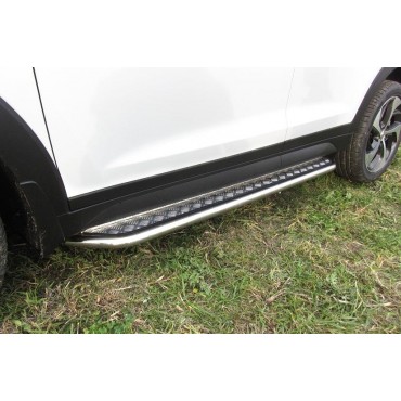 Slitkoff HT4WD15005 защита порогов d42 с листом усиленная Hyundai Tucson 4WD (2015)