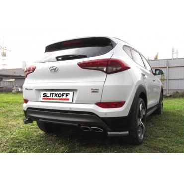 Slitkoff HT4WD15009B защита заднего бампера уголки d57 черные Hyundai Tucson 4WD (2015)