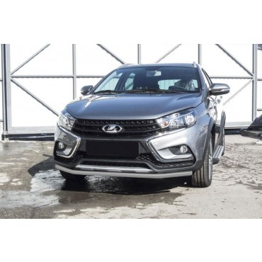 Slitkoff LadVSWCR03S защита переднего бампера d42 серебристая Lada Vesta SW Cross