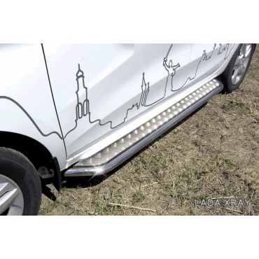 Slitkoff LadXR007 защита штатных порогов d42 с листом усиленная Lada XRay