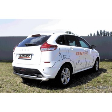 Slitkoff LadXR011 защита заднего бампера d57+ d42 двойная Lada XRay