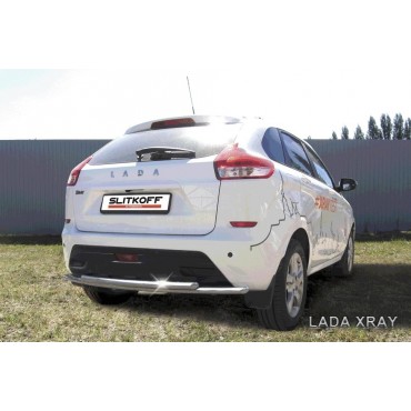 Slitkoff LadXR013 защита заднего бампера d42 + d42 двойная Lada XRay