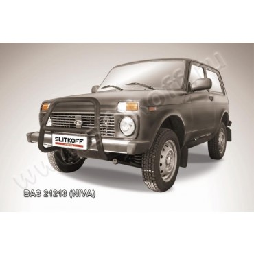 Slitkoff Niv001B кенгурятник d57 высокий черный ВАЗ 21213 Нива (Lada4x4)