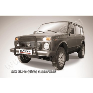 Slitkoff Nivd001B кенгурятник d57 высокий черный ВАЗ 21213 Нива 5-дверная