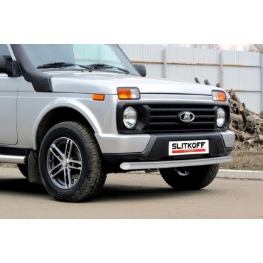 Slitkoff NivUR002S защита переднего бампера d57 радиусная серебристая Нива Urban 3 дверн
