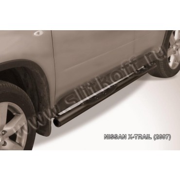 Slitkoff NXT006B защита порогов d76 с проступями черная Nissan X-Trail (2007)