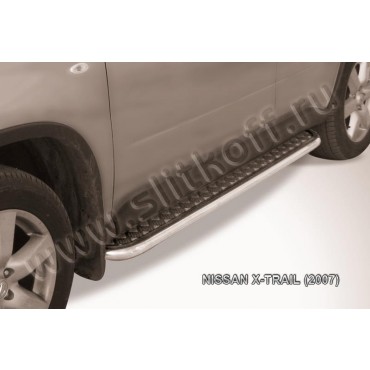 Slitkoff NXT009 защита порогов d42 с листом Nissan X-Trail (2007)