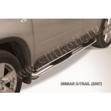 Slitkoff NXT014 защита порогов d76 с проступями со скосами Nissan X-Trail (2007)