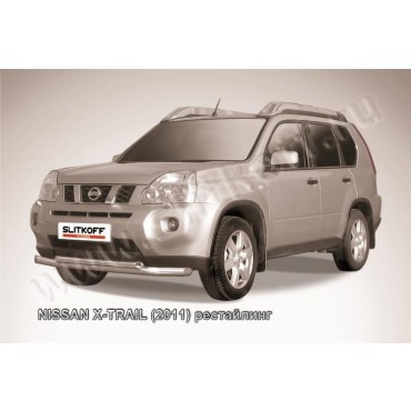 Slitkoff NXT11-001 защита переднего бампера d76+ d57 двойная Nissan X-Trail (2011) рестайлинг