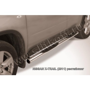 Slitkoff NXT11-005 защита порогов d76 с проступями Nissan X-Trail (2011) рестайлинг