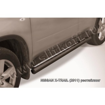 Slitkoff NXT11-006B защита порогов d76 труба черная Nissan X-Trail (2011) рестайлинг