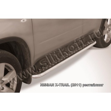 Slitkoff NXT11-008 защита порогов d42 с листом Nissan X-Trail (2011) рестайлинг
