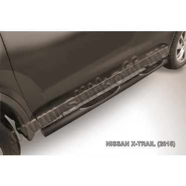 Slitkoff NXT15-006B защита порогов d76 с проступями черная Nissan X-Trail (2015)