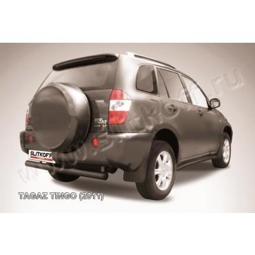 Slitkoff TIN007B защита заднего бампера d76 с проступью черная ТагАЗ Tingo (2011)