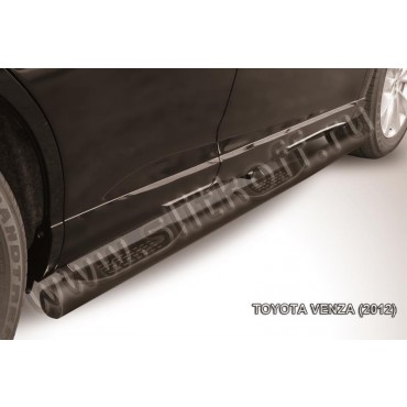 Slitkoff TVEN006B защита порогов d76 с проступями черная Toyota Venza (2013)