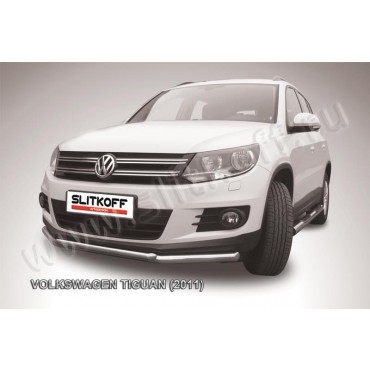 Slitkoff VWTIG-003 защита переднего бампера d57+ d42 двойная Volkswagen Tiguan (2011)