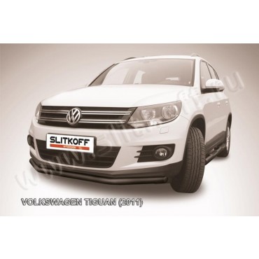 Slitkoff VWTIG-004B защита переднего бампера d57 черная Volkswagen Tiguan (2011)