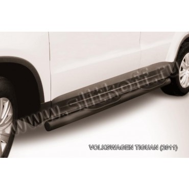 Slitkoff VWTIG-005B защита порогов d76 с проступями черная Volkswagen Tiguan (2011)