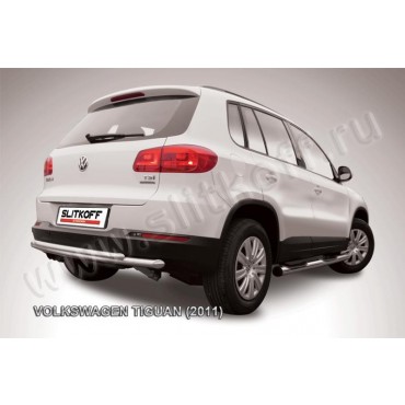 Slitkoff VWTIG-010 защита заднего бампера d57+ d42 двойная радиусная Volkswagen Tiguan (2011)