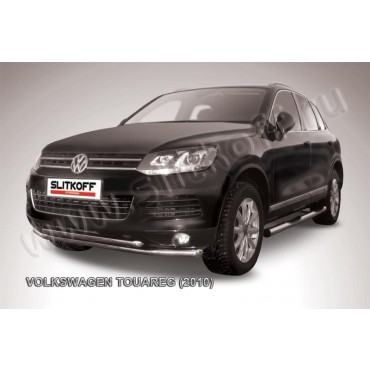 Slitkoff VWTR-004 защита переднего бампера d57+ d57 двойная Volkswagen Touareg (2010)
