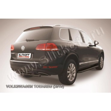 Slitkoff VWTR-010B защита заднего бампера d57+ d57 двойная черная Volkswagen Touareg (2010)
